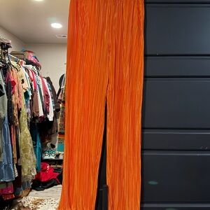 Vibrant Orange Pleated Pants